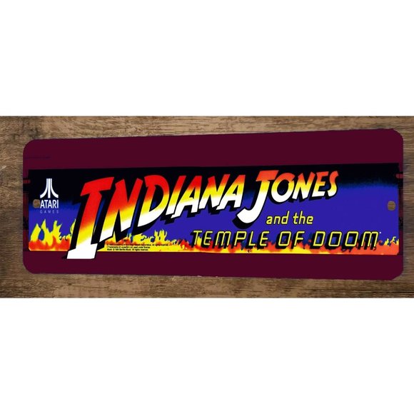Temple of Doom Indiana Jones Arcade 4x12 Metal Wall Video‎ Game Sign - Picture 1 of 1
